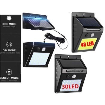 

48/30 LED Solar light 3modes solar Powered Panel PIR Motion Sensor Wall lamp Yard Fence Outdoor Path Street Garden lighting inte