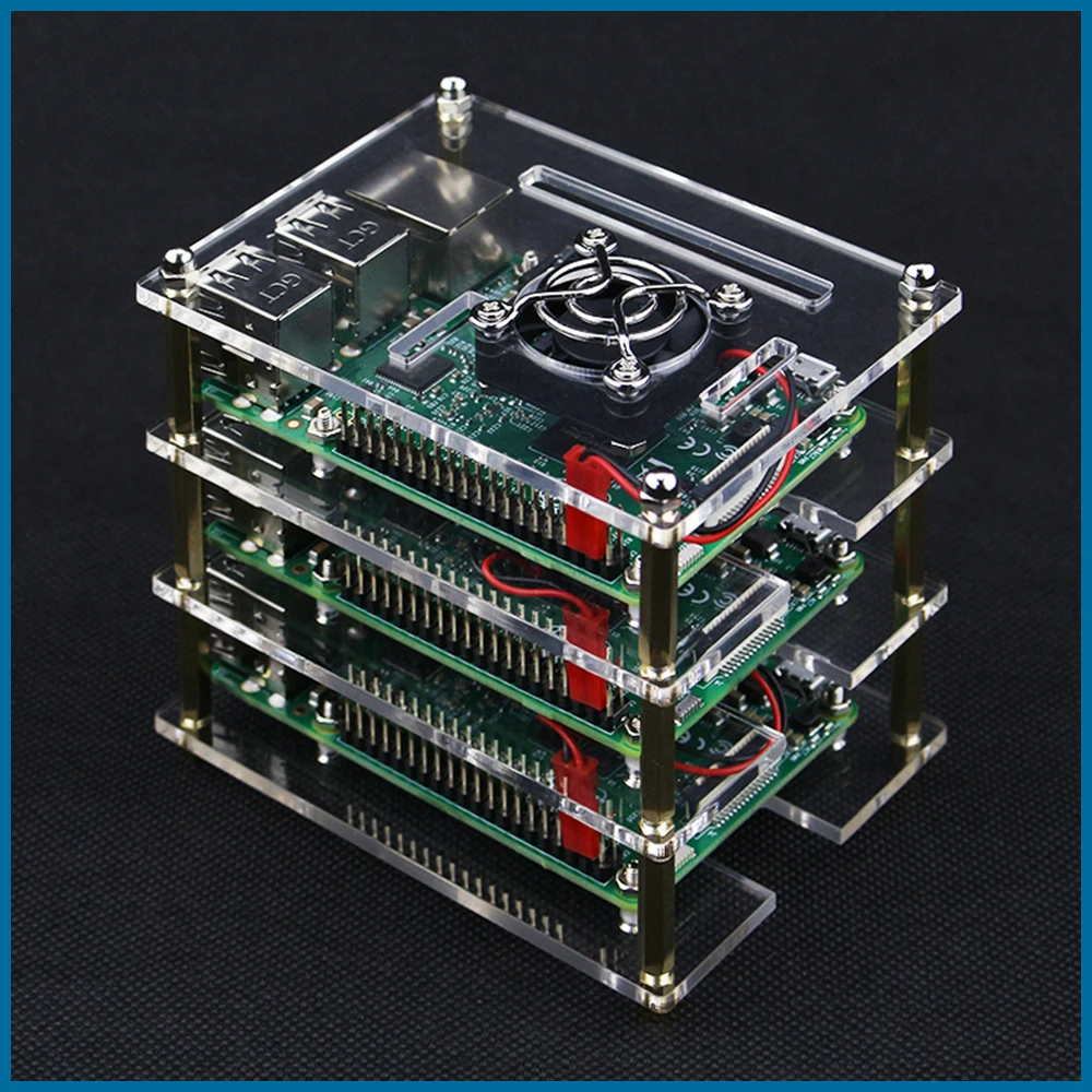 Прозрачный чехол S ROBOT Raspberry Pi 4 Model B для + Охлаждающие вентиляторы DIY 4/3B +/3B