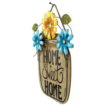 

Easter Spring Garden Flower Basket Hanging Board Iron Wooden Craft Home Decor Basket Hanging Board