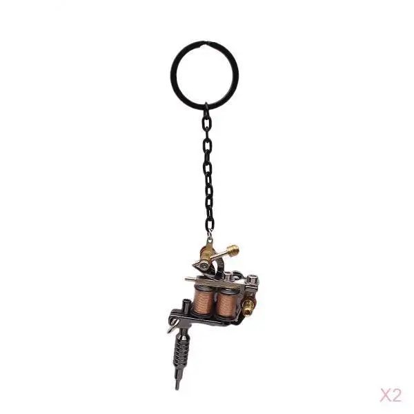 2Alloy  Gun Necklace Key Chain Mini Tattooing Machine Necklace Pendant