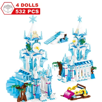 

532PCS Ice Castle Astronomical Bell Tower Snow World Series Building Blocks Girls Friends Bricks Toys