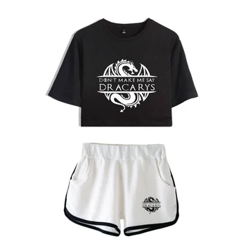 

Dracarys T-Shirt Shorts Two Piece Set Women Sexy Crop T Shirts Fitness Sporting Set Fashion Comfortable Sexy T-Shirt Shorts Suit