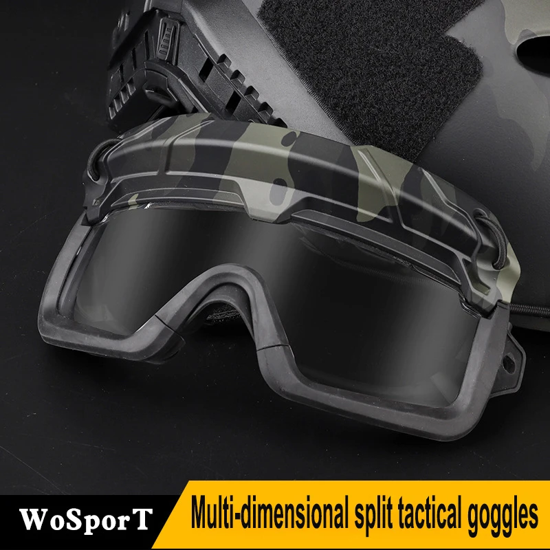 

Multi-dimensional Split Tactical Outdoor Goggles For Climbing Skiing Shooting Used With Tactical Helmet
