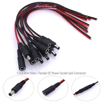 16 AWG 18 AWG 22 AWG 고품질 와이어 DIY 여성 및 남성 소켓 DC 커넥터 플러그 5.5*2.1mm 어댑터 DC12V-24V