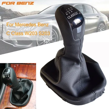 

5 Speed 6 Gear Car Shift Gear Knob With Leather Boot Cover Case For Mercedes Benz C Class W203 S203 Classic Avantgarde Elegance