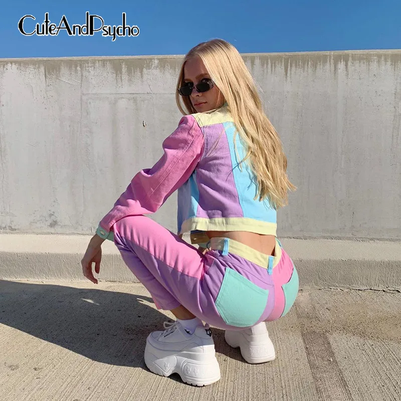 Patchwork Colorful Skinny y2k Pants for Women Streetwear Korean Style Sweatpants Fashion Pocket Aesthetic Trousers Cuteandpsycho Patchwork Colorful Skinny y2k Pants for Women Streetwear Korean Style Sweatpants Fashion Pocket Aesthetic Trousers Cuteandpsycho