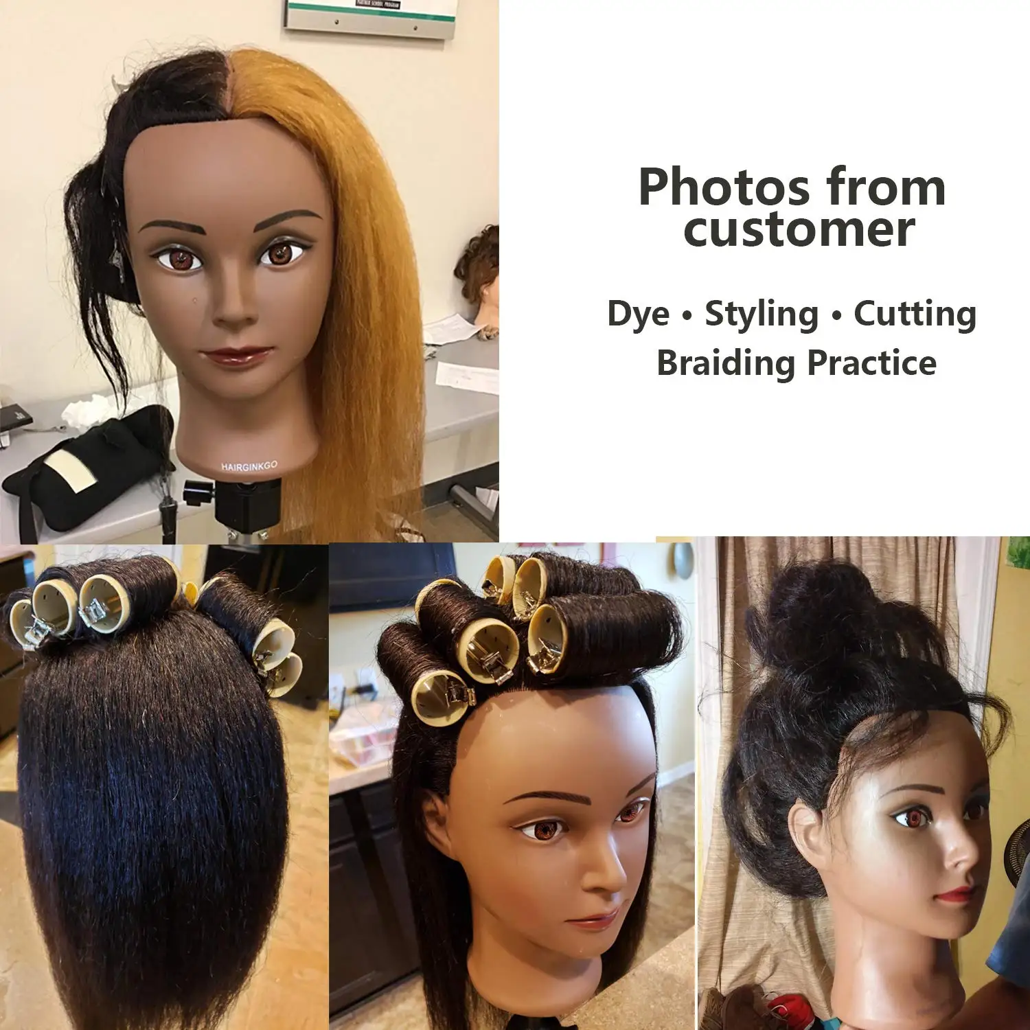 TIANYOUHAIR 22 Inch 100% Real Human Hair Mannequin Head Manikin Cosmetology  Doll Head with Stand for Braiding Styling Display Practice Training