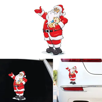 

Hot Cute Car Stickers Santa Window Glass Decal Removable Christmas Decoration Stickers 2019