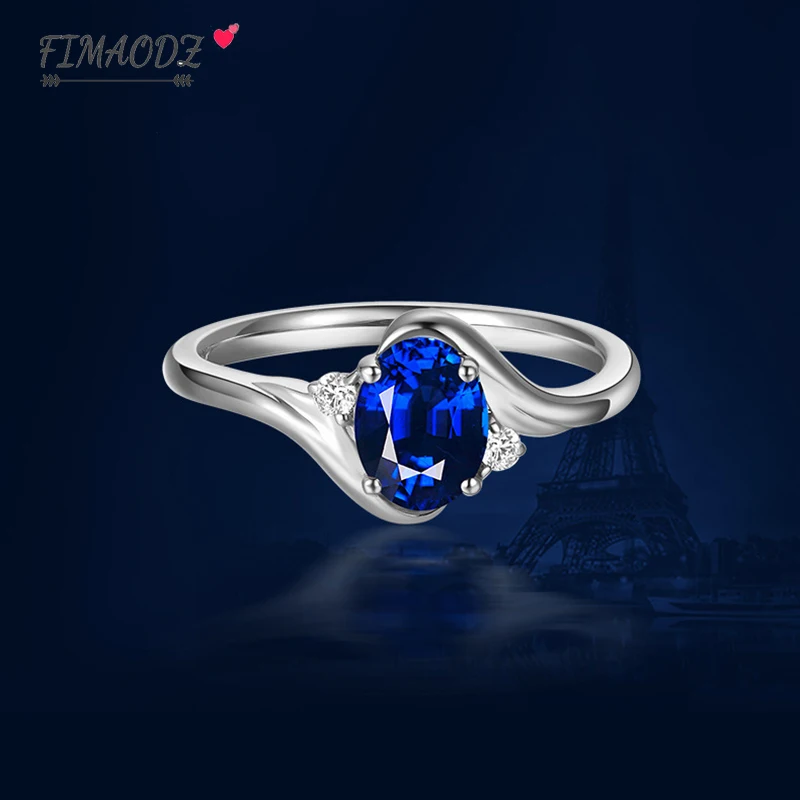 

FIMAODZ White Gold Ring For Women luxury Blue Crystal Wedding Engagement Opening Adjustable Ring Jewelry Party Wholesale Gift