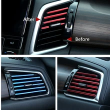10 шт. автомобильные аксессуары DIY Автомобильный интерьер Кондиционер Выход вентиляционное отверстие хромированная решетка украшения полосы Серебристый Автомобиль Стайлинг