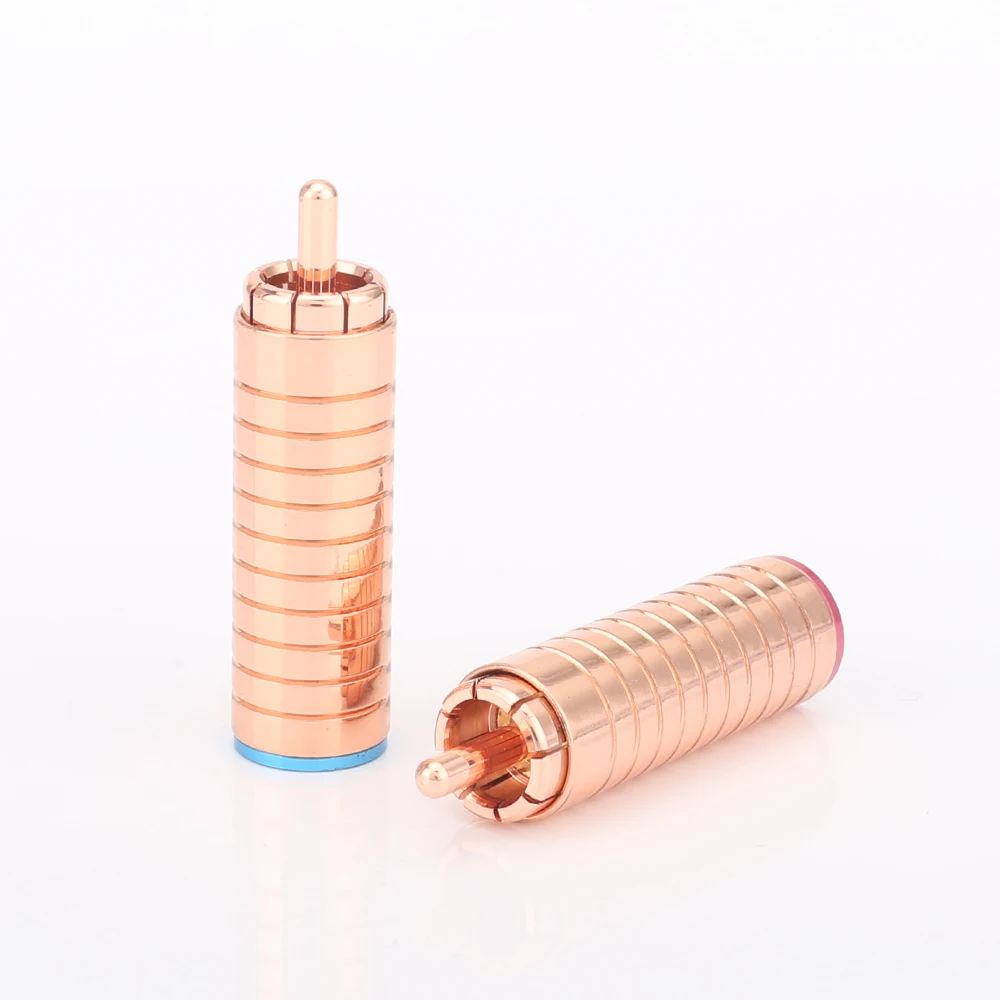 

4/pcs Red copper plated RCA interconnect plug audio cable plug solder RCA Connector HIFI