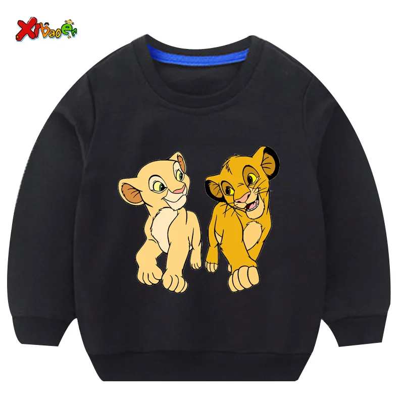 Детские толстовки с капюшоном; Детские свитшоты; одежда для маленьких мальчиков и девочек; коллекция года; сезон осень; футболка с изображением короля льва; крутой хлопковый пуловер; cotoon - Цвет: Kids Sweatshirts