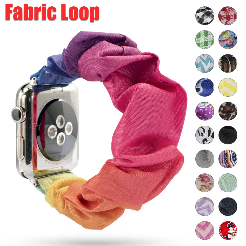 

Fabric Loop Scrunchie Elastic Watchband for Apple Watch Band Series 5 4 3 2 38mm 40mm 42mm 44mm for iwatch Bracelet Watch Strap