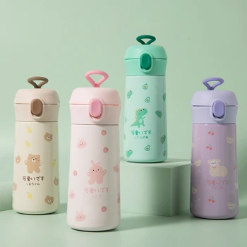 

450/350Ml Insulated Cartoon Straight Cup Bouncing 304 Stainless Steel Tumbler Water Thermos Vacuum Flask Water Bottle Travel Mug