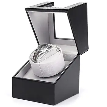 

Black Single Watch Winder For Automatic Watches Automatic Winder Leather Electric Winding Watch Box 12*13*16CM Storage Display C