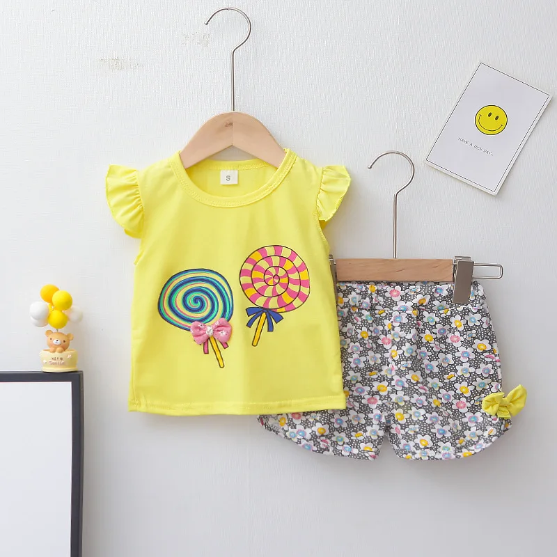 Summer Baby Girls Clothes Children Fashion Cute T Shirt Shorts 2Pcs/Sets Toddler Casual Costume Infant Outfits Kids Tracksuits