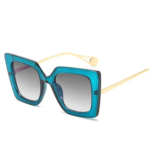 New Square Sunglasses Women Luxury Brand Designer Sun Glasses Vintage Shades For Woman Sunglass Ladies Flowers Sunglases - Lenses Color: C4 blue black