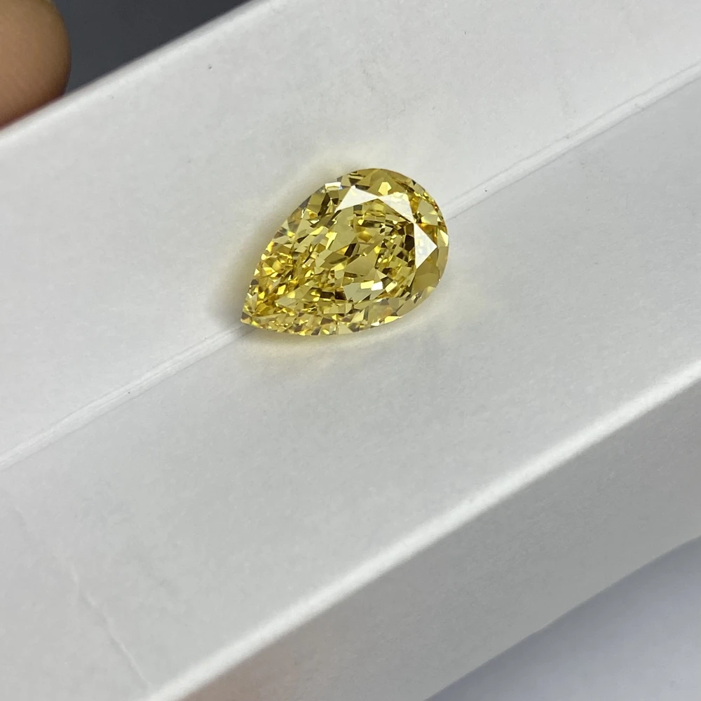 Meisidian 6A 9x13.5mm 5 CTS Pear Drop Shape Cubic Zirconia Vivid Yellow Diamond Stone