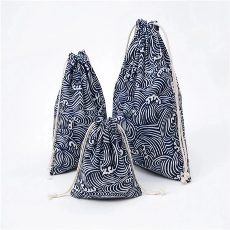 Пасторальный стиль, креативный хлопковый льняной рюкзак для хранения, сумка для путешествий, Женский Повседневный Рюкзак для девочек - Цвет: Blue M