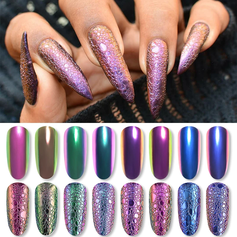 Burbuja de brillo para espejo de uñas, camaleón en polvo metálico para  decoración de manicura efecto pigmento Chorme, accesorios DIY|Brillantina  de uñas| - AliExpress