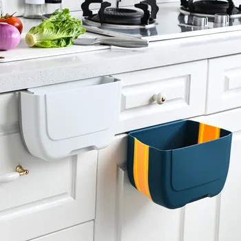 

Hanging Toilet Kitchen Trash Can Dispenser Cabinet Door Wall Mounted Bathroom Trash Bin Folding Basura Trashcan BW50LJ