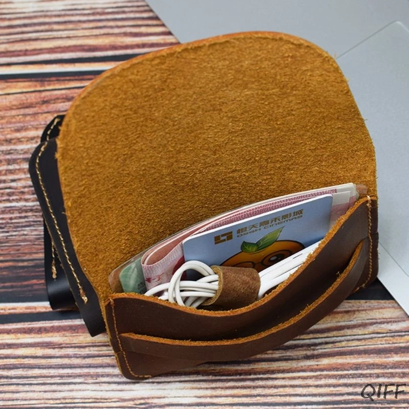 Unisex Genuine Leather Coin Card Key Case Change Pouch Mini Purse Wallet Bag