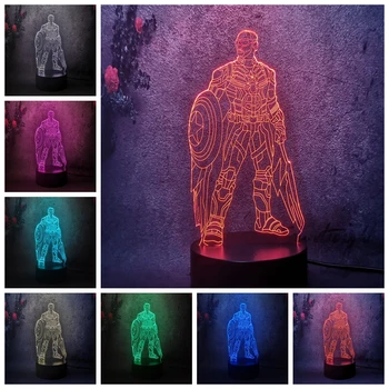 

Marvel Avenger Leagues Series America Captain 7 Color Change Illusion Night Light 3D LED Table Lamp Baby Novelty Gift Lava Bulb