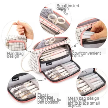 

Korean Sichuan simple lovely school stationery box big pencil bag multi-functional stationery box supplies makeup box gif