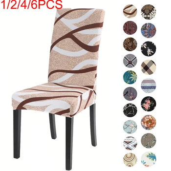 

Printed Elastic Dining Chair Cover Stretch Slipcovers Anti-Dust Home Furniture Protector Decor For Wedding 1/2/4/6pcs