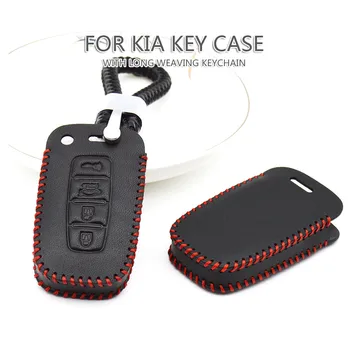 

Real Leather Car Accessories Key Case Cover for Kia Sportage 3 4 K5 Rio 3 4 5 Picanto Cerato Ceed Stinger Sorento Soul Keychain