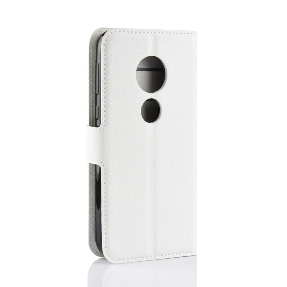 Кожаный чехол-бумажник с откидной крышкой для Motorola Moto E6 Plus/One Zoom/E6/P40 power/G7 Play/P40/G7 Plus/E5 Play Go/One P30 Play - Цвет: White