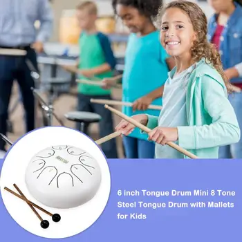 

6 inch Mini Tongue Drum 8 Tone Steel Tongue Drum with Mallets Carrying Bag Percussion Instrument for Kids Delicate Presents