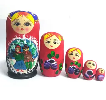 

1 Set Russian Nesting Dolls Matryoshka Wooden Cute Madness Xmas Gift Toy Red