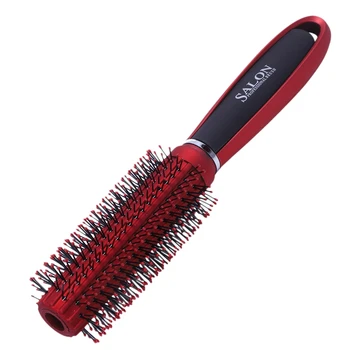 

Red Black Plastic Anti-Slip Round Hair Brush Wave Hair Comb 9 inchLong