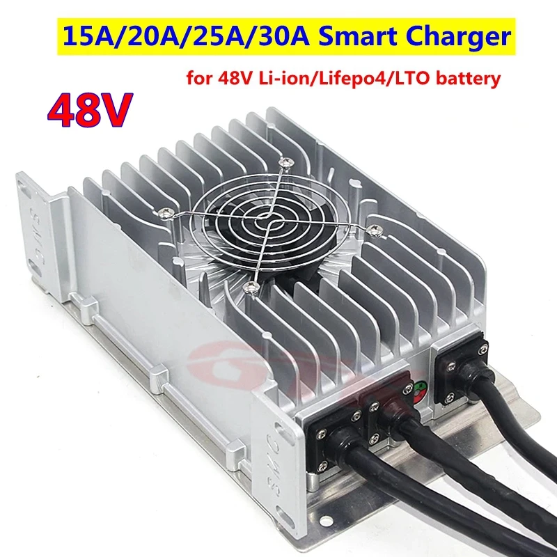 

Upgrade 48V 15A 20A 25A 30A Smart faster Charger for 48V Li-ion Lifepo4 LTO lithium battery pack output 54.6V 58.4V 56V