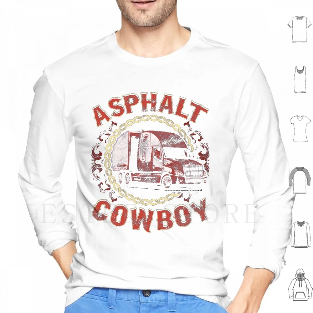 Asphalt Cowboy Truck Driver Gift Trucker Chain Dad Trucking Felpe Con Cappuccio Manica Lunga Truck Driver Truck Driver Truck Driver