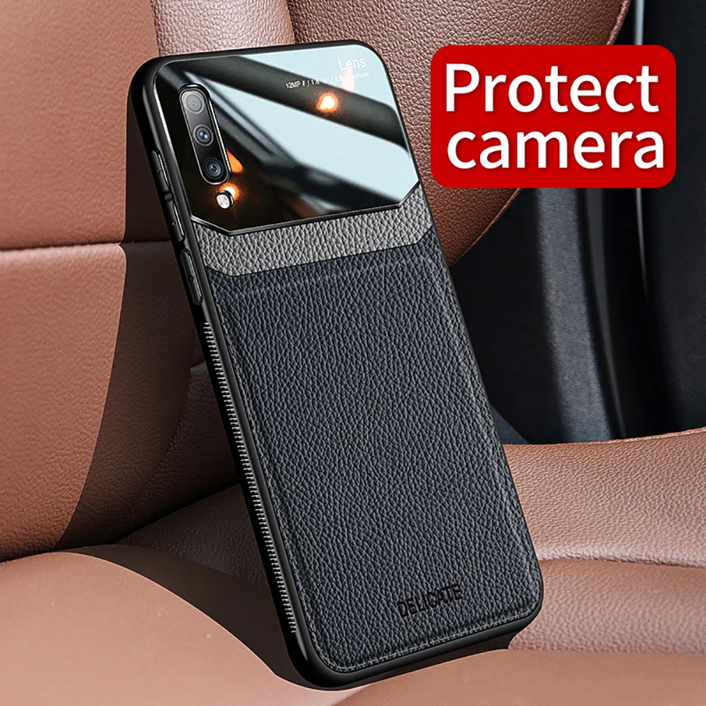 Luxury Leather + Mirror Tempered Glass Case For Samsung Galaxy Note 10 Plus S10 S10e |