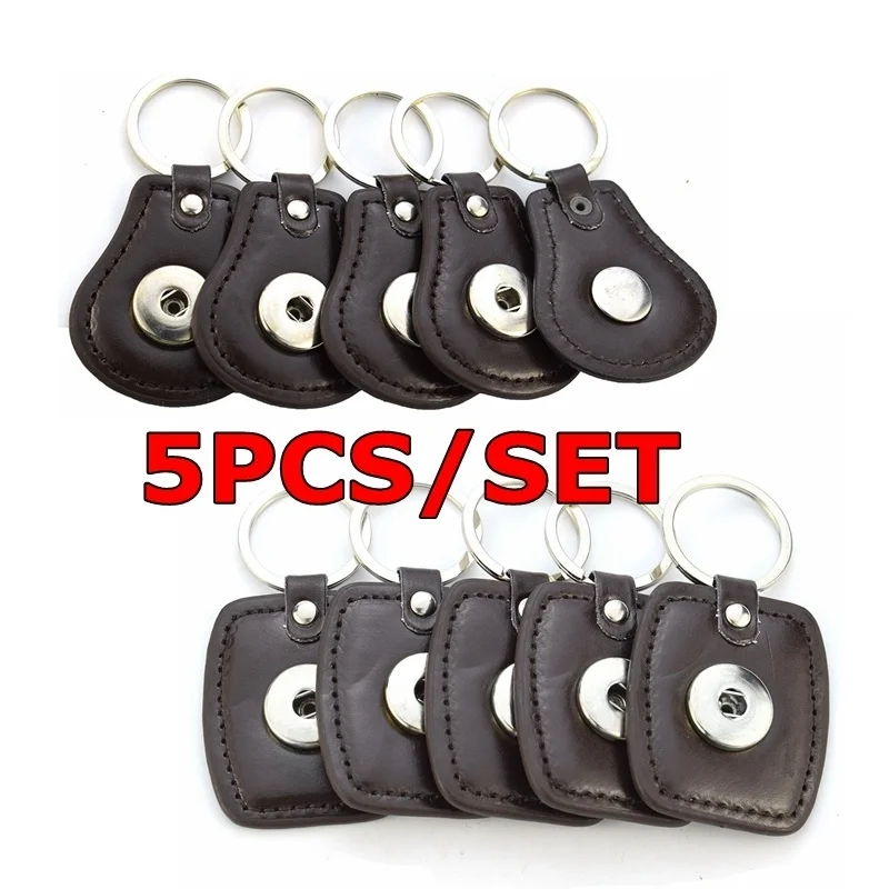 

5PCS DIY Leather Keychain Blank Snap Button Keychain Base Tray Handcraft Jewelry Making Handmade Keychain Accessories