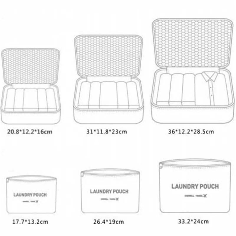 Качественные аксессуары для путешествий 6 комплектов сумки для хранения одежды для путешествий большая емкость водонепроницаемые сетчатые аксессуары для хранения сумка