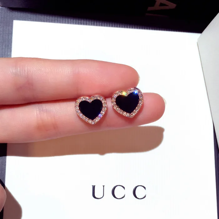 Stud-Earrings Jewelry Wedding-Gifts Rose-Gold-Color Girls Heart Women Summer Enamel 