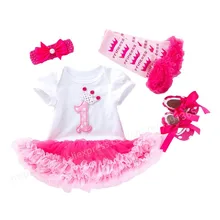 

Girls' Tulle Flower Princess Wedding Dress for Toddler Baby Girl 1st First Birthday Party Outfits with Headband Shoes