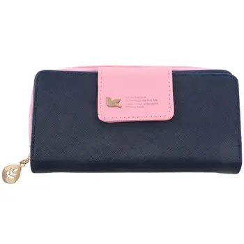

ASDS-Women’s clutch wallet Long Zipper PU leather purse pink-blue office