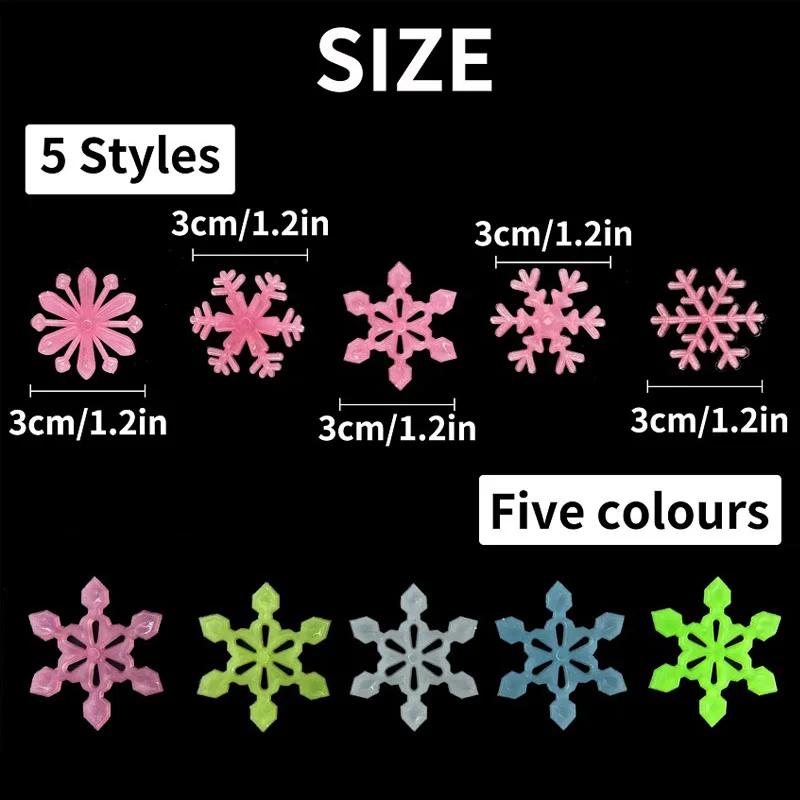 Luminous 3D Snowflake Wall Stickers Glow In The Dark Windows Stickers 50Pcs for Kids Rooms Bedroom Ceiling Christmas Home Decor