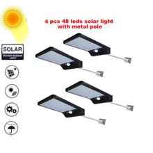 2/4pcs Adjustable Solar Light 48 LED PIR Motion Sensor Solar Lamp Three Modes Remote Control Outdoor Garden Street Yard Wall Lig