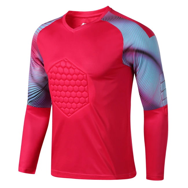 8855 red shirt Men Women Rugby Goalkeeper Jerseys Survetement Football Shirts Elbow Chest Protector Goal Keeper Soccer Training Pants Printing - Color: 8855 red shirt