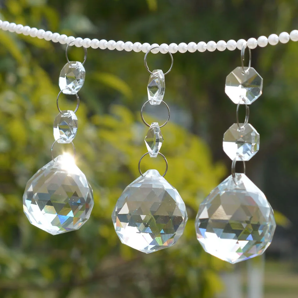 20mm Clear Glass Crystal Ball Prism Feng Shui Lamp Hanging Drop Chandelier Pendants DIY Home Wedding Pary Decor ,Pack of 10