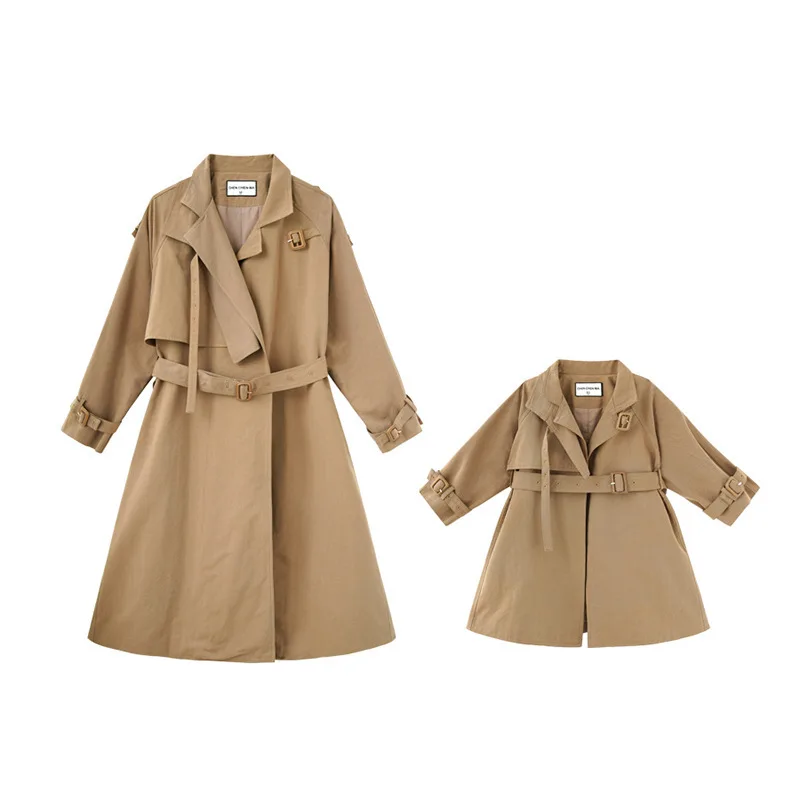 

2019 Autumn Kids Trench Mommy and Me Clothes Mother Daughter Matching Trench Coat Mum and Daughter Clothes