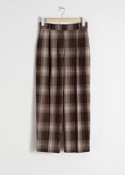 

Women Plaid High Waist Straight Long Pants Office Ladies Women Vintage British Fashion Trousers Pants Autumn Winter