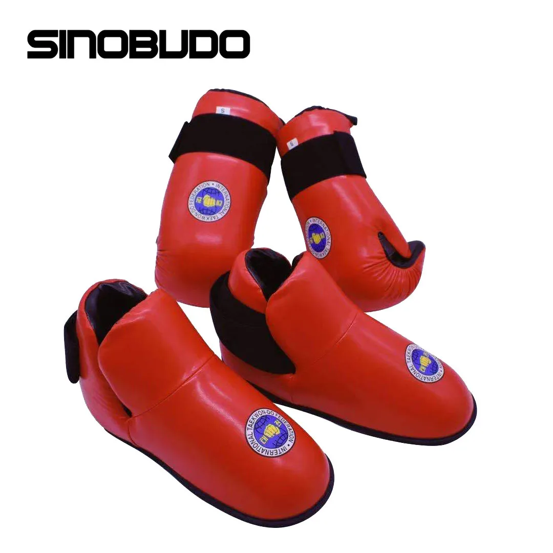 Martial Arts Protector ITF Taekwondo PU Leather Gloves Foot Ankle Guard Martial Arts Karate Training Protector Equipment