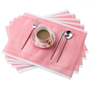 

Lekoch Pink Design Table Ramie Insulation Pad Solid Placemats Table Mat Kitchen Accessories Decoration Home Pad